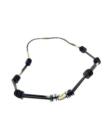 Handmade African Porcupline Quill Necklace with Black Disks