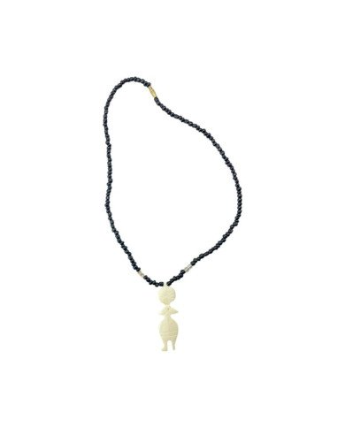 Maasai Bead White Cow Bone Pendant Necklace