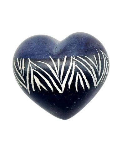 Kisii Soapstone Heart – Blue Zebra Stripe