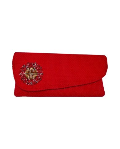 Handmade African Jute Clutch Purse Red