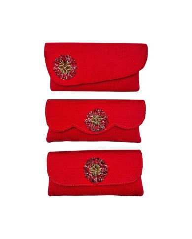 Variations Red African Jute Clutch Purse