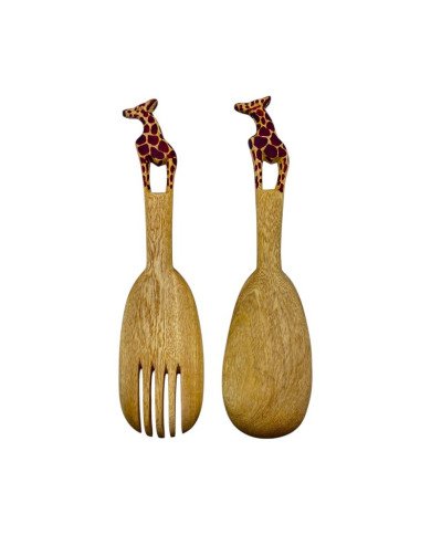 Hand Carved Giraffe Wood Spoons Back