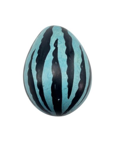Blue Tiger Print Kisii Soapstone Easter Egg