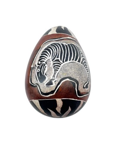 Zebra Kisii Soapstone Egg