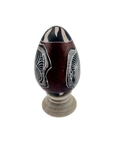 African Zebra Handmade Kisii Soapstone Egg