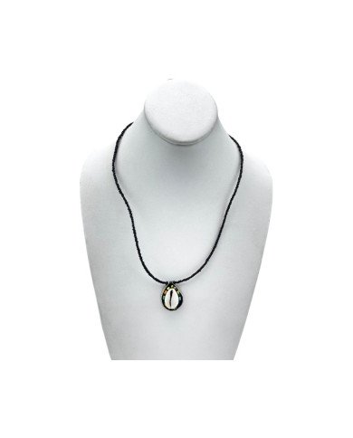 Handmade African Maasai Bead Leather Cowrie Shell Pendant Necklace Bust