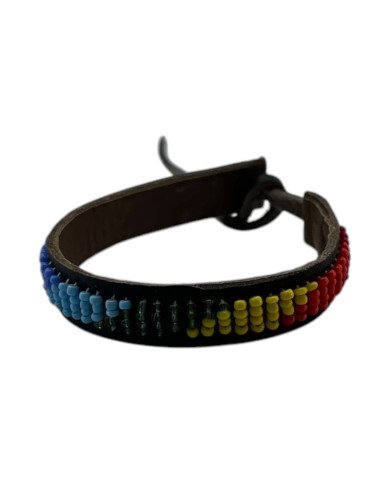 Handmade African Maasai Bead Leather Tie Bracelet