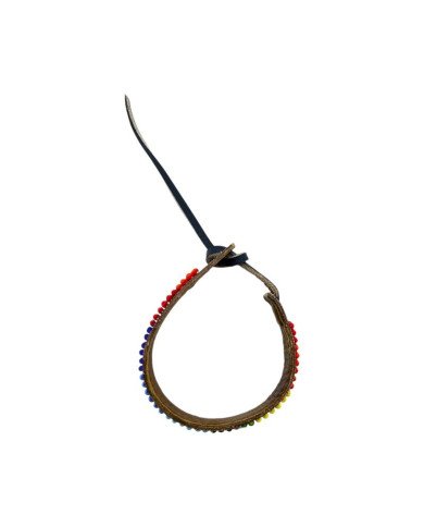 Handmade African Maasai Bead Leather Knotted Tie Bracelet