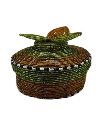 Maasai Bead Wire Jewelry Box Chartreuse Gold