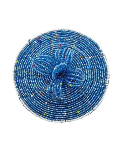 Maasai Bead Wire Jewelry Box Light Blue Top