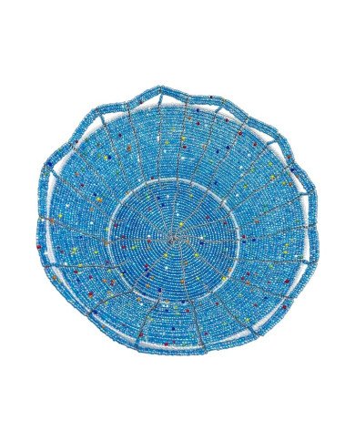 Mzuri Large Maasai Bead Bowl Light Blue Top