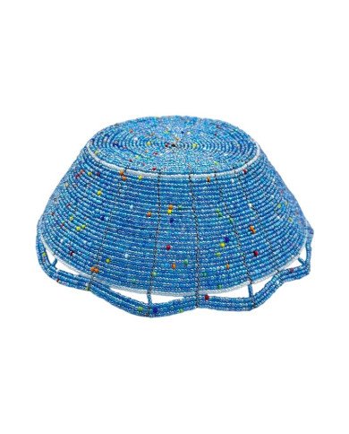 Mzuri Large Maasai Bead Bowl Light Blue Upside Down