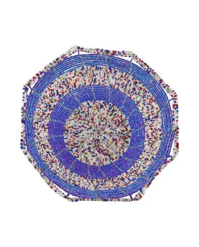 Large Maasai Bead Bowl White Multi Purple Top