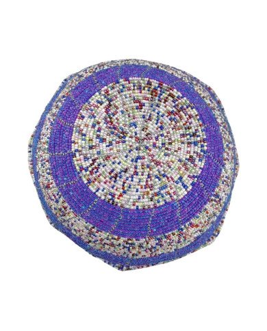 Large Maasai Bead Bowl White Multi Purple Bottom