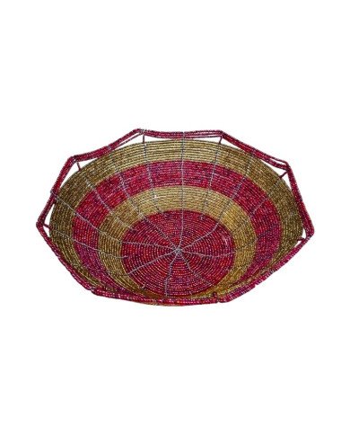 Large Maasai Bead Bowl Pink Gold