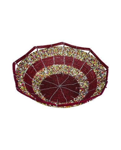 Large Maasai Bead Bowl Red Multi