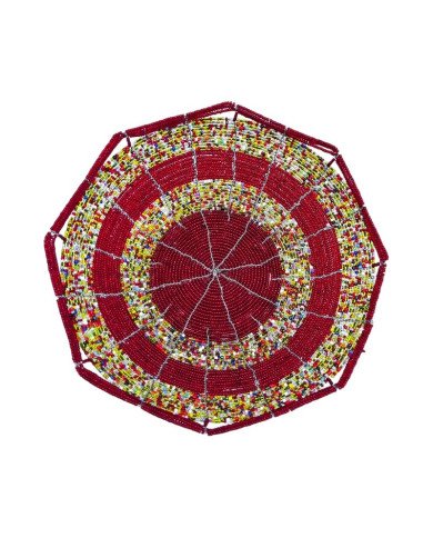 Large Maasai Bead Bowl Red Multi Top