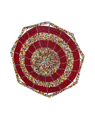 Large Maasai Bead Bowl Multi Red Top