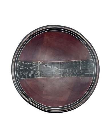 Handmade African Kisii Soapstone Plate - Geometric Design