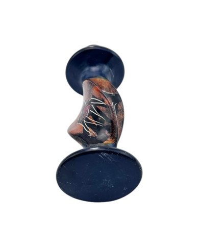 Handmade African Kisii Soapstone Candlestick - Blue