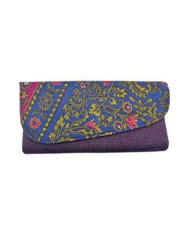 African Handmade Clutch Purse Burgundy Floral