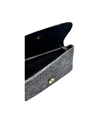 African Handmade Clutch Purse Gray Open