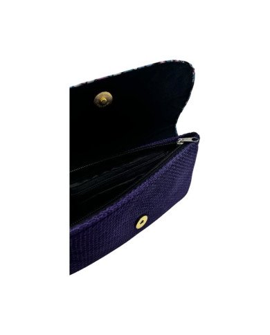 African Handmade Clutch Purse Purple Geo Open