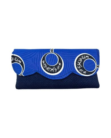 African Handmade Clutch Purse Dark Blue Earrings