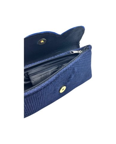 African Handmade Clutch Purse Dark Blue Earrings Open