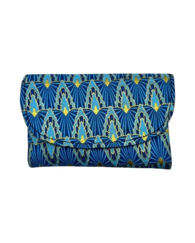 African Handmade Kitenge Clutch Purse Light Blues