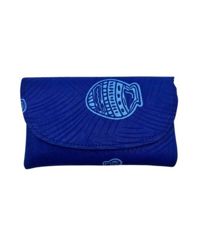 Small African Handmade Kitenge Clutch Blue Pot