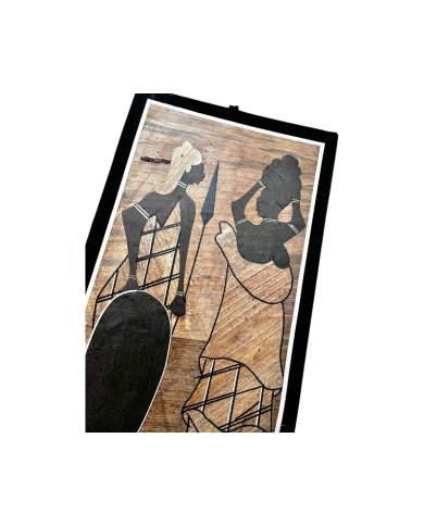 Maasai Couple Banana Fiber Art Close