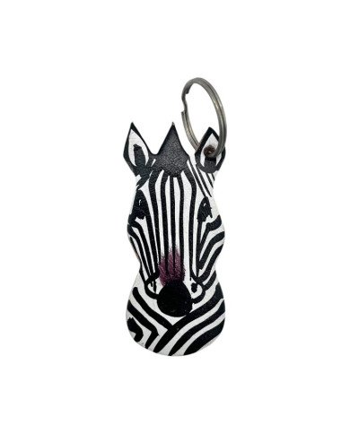 Zebra Leather Keychain