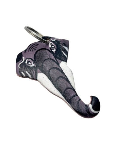 Leather Elephant Keychain Angle