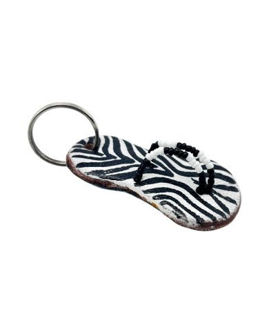 Leather Zebra Sandal Keychain Angle