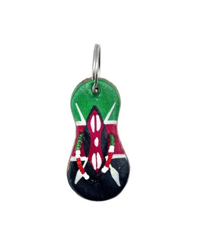 Leather Kenya Flag Sandal Keychain