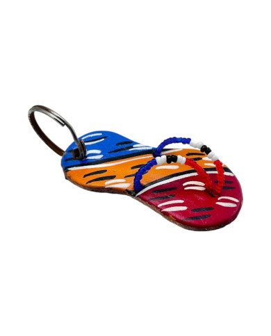 Leather Animal Tracks Sandal Keychain Angle