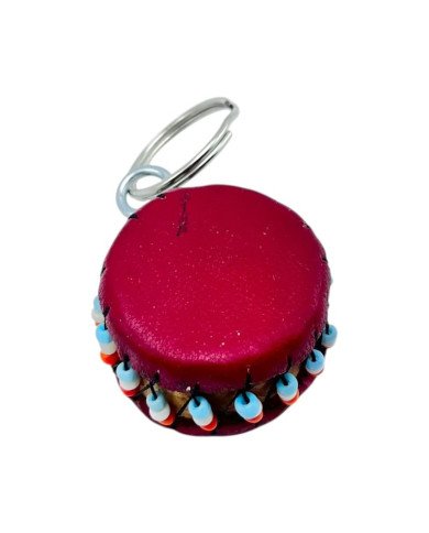 Leather African Drum Keychain Angle