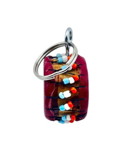 Leather African Drum Keychain Side