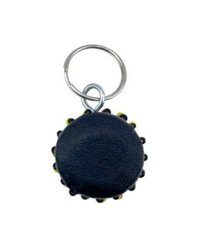 Leather African Drum Keychain Black