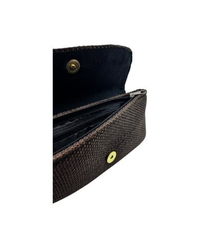 Open Brown Jute Clutch