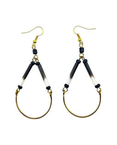 Handmade African Earrings Brass Porcupine Quill