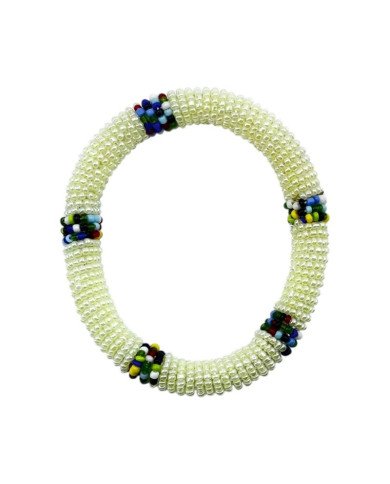 Milele Maasai Bracelet - Pearl White