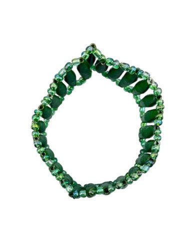 Green Uganda Paper Bead Stretch Bracelet Top