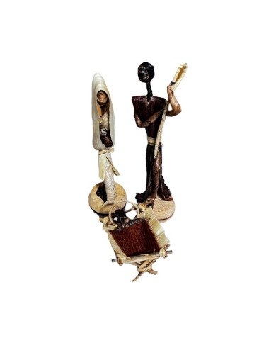 Handmade African Banana Fiber Nativity Holy Family