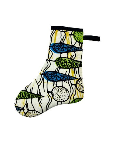 African Kitenge Handmade Christmas Stocking Cream