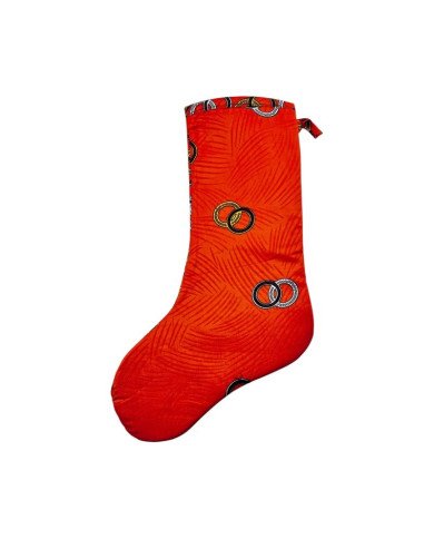 Large Handmade Orange Rings Kitenge Christmas Stocking
