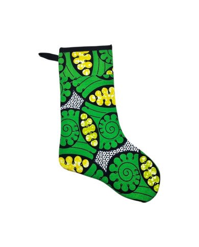 Large Kitenge Christmas Stocking Green Design