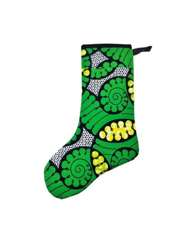 Large Green Design Kitenge Christmas Stocking