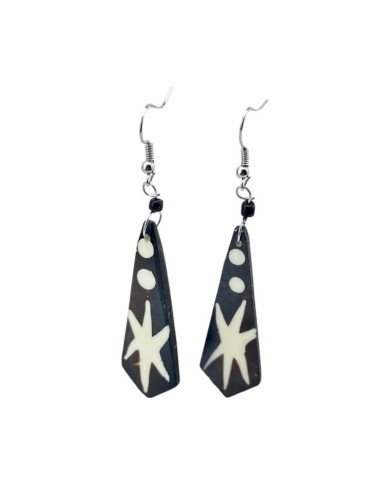 Celestial African Handmade Batik Bone Earrings